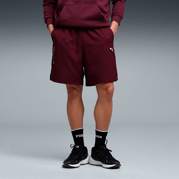 BMW M Motorsport Men's 7" Woven Shorts, Ruby Shimmer, extralarge-IND